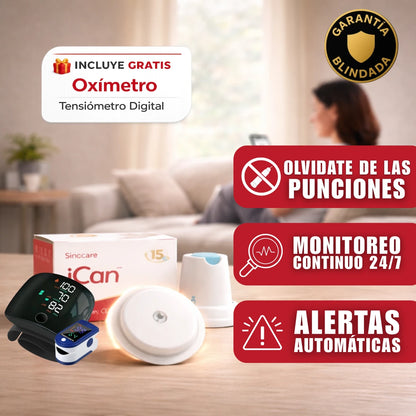 Monitor Inteligente Continuo de Glucosa 15 Días con Alertas en Tiempo Real
