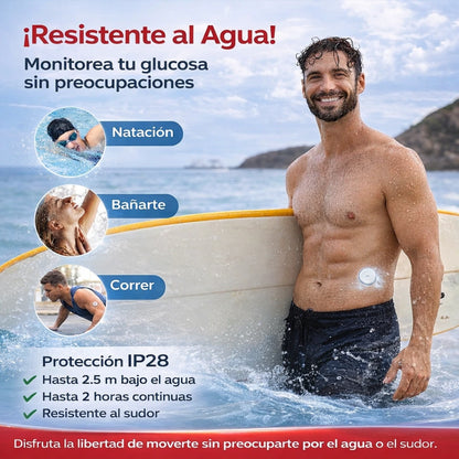 Monitor Inteligente Continuo de Glucosa 15 Días con Alertas en Tiempo Real