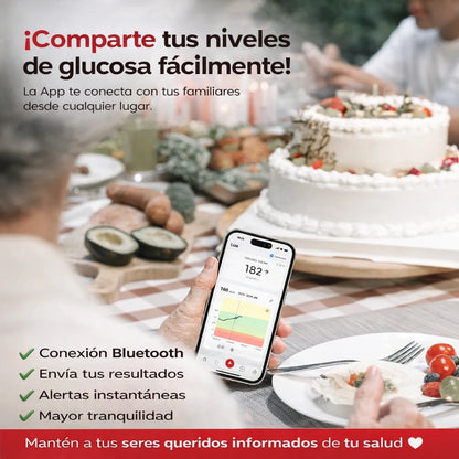 Monitor Inteligente Continuo de Glucosa 15 Días con Alertas en Tiempo Real
