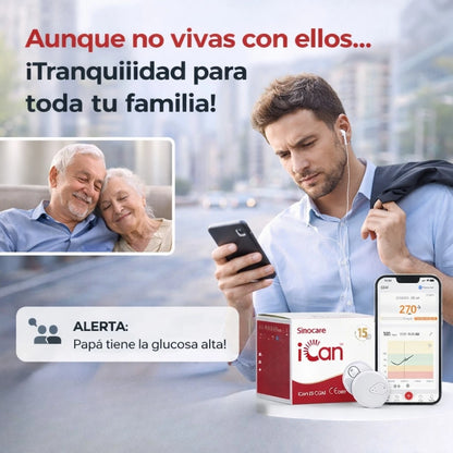 Monitor Inteligente Continuo de Glucosa 15 Días con Alertas en Tiempo Real
