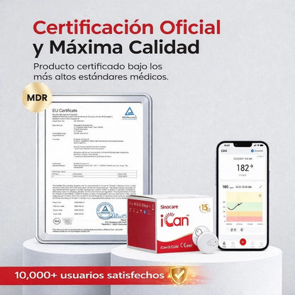 Monitor Inteligente Continuo de Glucosa 15 Días con Alertas en Tiempo Real